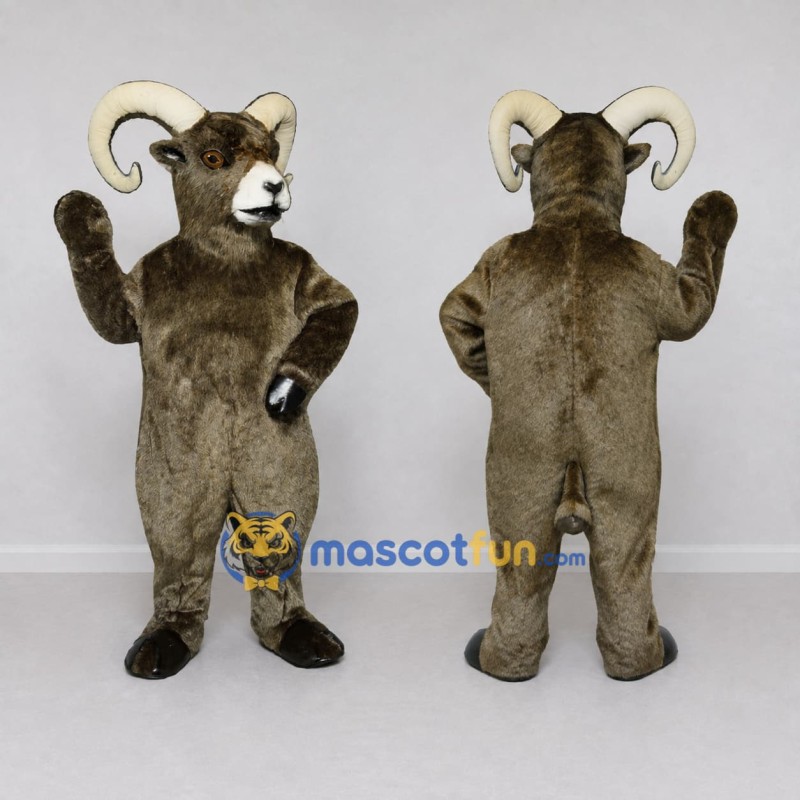 Custom Brown and Cream Ram Mascot Costume Adult Full Body Suit for Farm Events