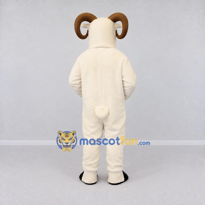 Custom White and Brown Ram Mascot Costume Adult Full Body Suit for Farm Events Custom White and Brown Ram Mascot Costume Adult Full Body Suit for Farm Events