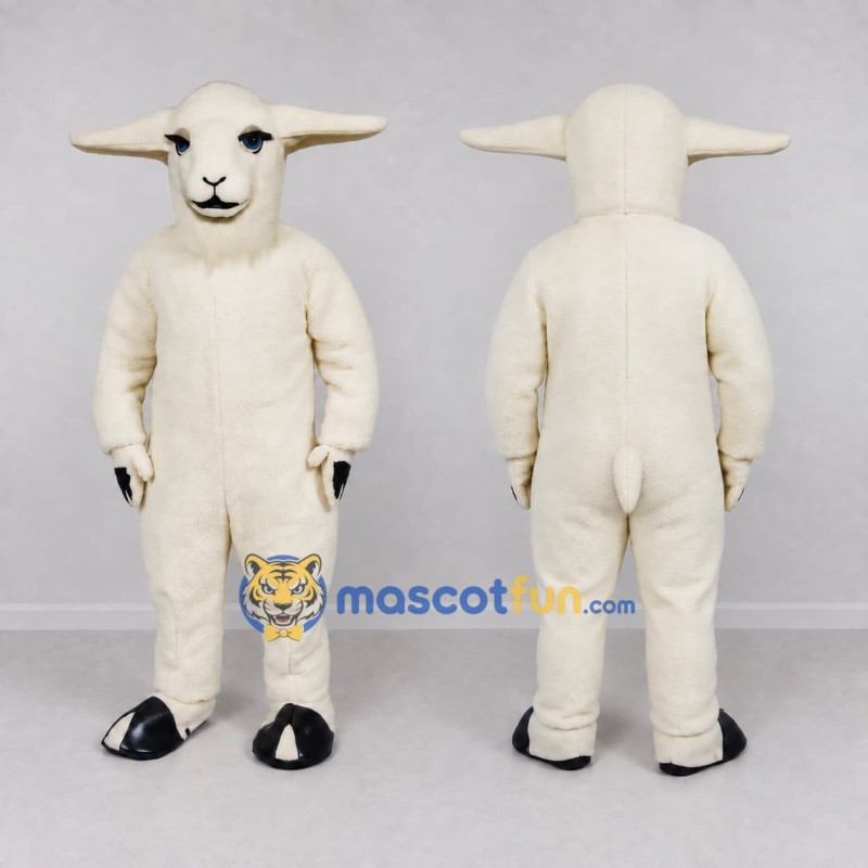 Custom Cream Sheep Mascot Costume Adult Full Body Suit for Farm Events Custom Cream Sheep Mascot Costume Adult Full Body Suit for Farm Events