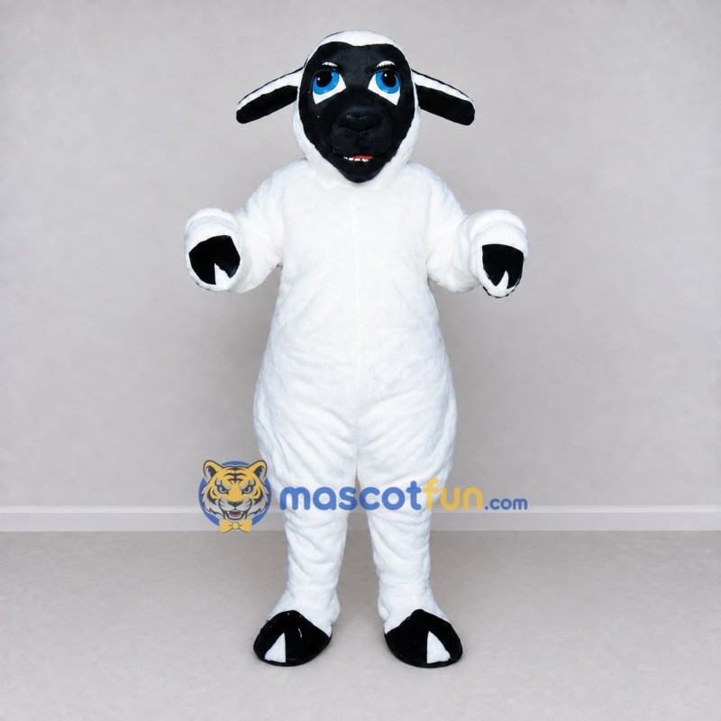 Custom White and Black Sheep Mascot Costume Adult Full Body Suit for Farm Events Custom White and Black Sheep Mascot Costume Adult Full Body Suit for Farm Events