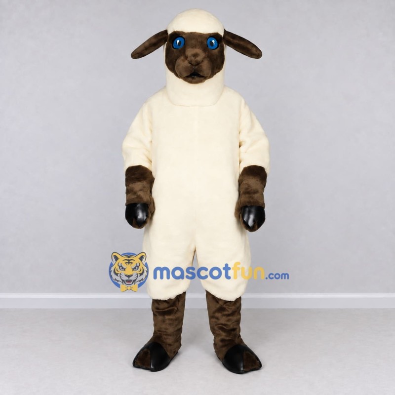 Custom Cream and Brown Sheep Mascot Costume Adult Full Body Suit for Farm Events