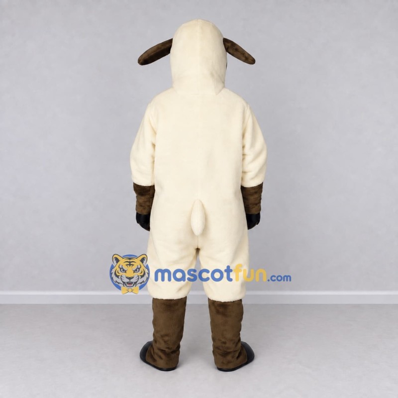 Custom Cream and Brown Sheep Mascot Costume Adult Full Body Suit for Farm Events