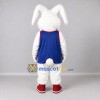 Custom White and Blue Rabbit in a Sports Vest Mascot Costume Adult Full Body Suit for Sports Events