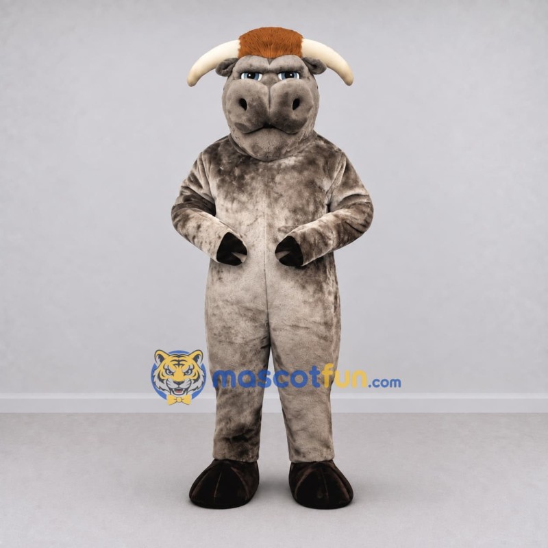 Custom Gray and Brown Bull Mascot Costume Adult Full Body Suit for Farm Events Custom Gray and Brown Bull Mascot Costume Adult Full Body Suit for Farm Events