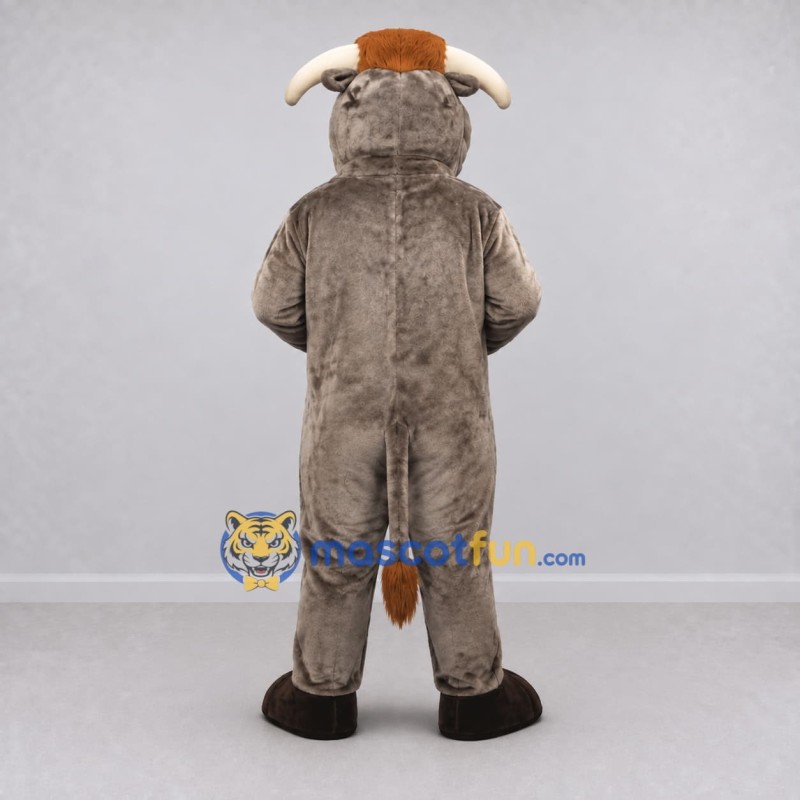 Custom Gray and Brown Bull Mascot Costume Adult Full Body Suit for Farm Events Custom Gray and Brown Bull Mascot Costume Adult Full Body Suit for Farm Events