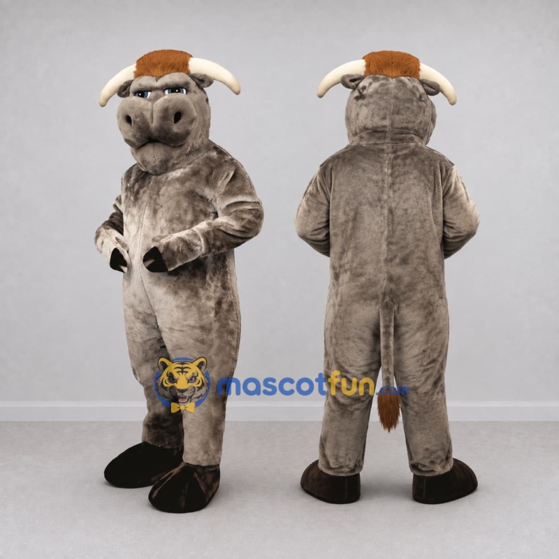 Custom Gray and Brown Bull Mascot Costume Adult Full Body Suit for Farm Events Custom Gray and Brown Bull Mascot Costume Adult Full Body Suit for Farm Events