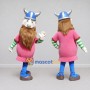 Custom Pink and Blue Bearded Viking Character Mascot Costume Adult Full Body Suit for Theme Parties