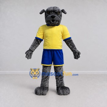 Custom Gray and Yellow Bulldog in Sportswear Mascot Costume Adult Full Body Suit for Sports Events