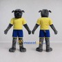 Custom Gray and Yellow Bulldog in Sportswear Mascot Costume Adult Full Body Suit for Sports Events