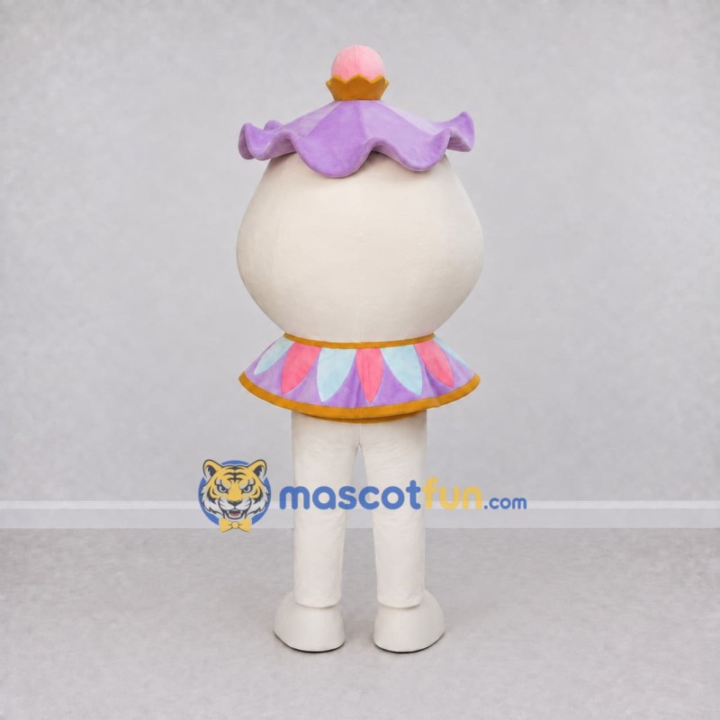 Custom Cream and Lavender Teapot Character Mascot Costume Adult Full Body Suit for Tea Parties