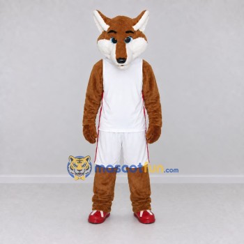 Custom Brown and White Fox in Sportswear Mascot Costume Adult Full Body Suit for Sports Events