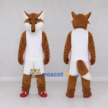 Custom Brown and White Fox in Sportswear Mascot Costume Adult Full Body Suit for Sports Events