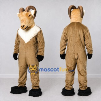 Custom Tan and Brown Ram Mascot Costume Adult Full Body Suit for Farm Events