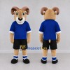 Custom Tan and Blue Ram in Sportswear Mascot Costume Adult Full Body Suit for Sports Events