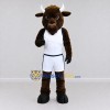 Custom Brown and White Bull in Sportswear Mascot Costume Adult Full Body Suit for Sports Events Custom Brown and White Bull in Sportswear Mascot Costume Adult Full Body Suit for Sports Events