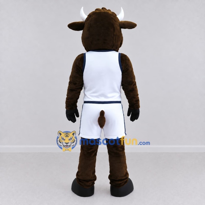 Custom Brown and White Bull in Sportswear Mascot Costume Adult Full Body Suit for Sports Events Custom Brown and White Bull in Sportswear Mascot Costume Adult Full Body Suit for Sports Events