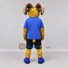 Custom Golden Tan and Blue Ram in Sportswear Mascot Costume Adult Full Body Suit for Sports Events Custom Golden Tan and Blue Ram in Sportswear Mascot Costume Adult Full Body Suit for Sports Events
