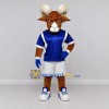 Custom Brown and Blue Ram in Sportswear Mascot Costume Adult Full Body Suit for Sports Events Custom Brown and Blue Ram in Sportswear Mascot Costume Adult Full Body Suit for Sports Events