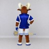 Custom Brown and Blue Ram in Sportswear Mascot Costume Adult Full Body Suit for Sports Events Custom Brown and Blue Ram in Sportswear Mascot Costume Adult Full Body Suit for Sports Events