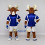 Custom Brown and Blue Ram in Sportswear Mascot Costume Adult Full Body Suit for Sports Events