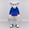Custom White and Blue Ram in a Shirt and Pants Mascot Costume Adult Full Body Suit for School Events Custom White and Blue Ram in a Shirt and Pants Mascot Costume Adult Full Body Suit for School Events
