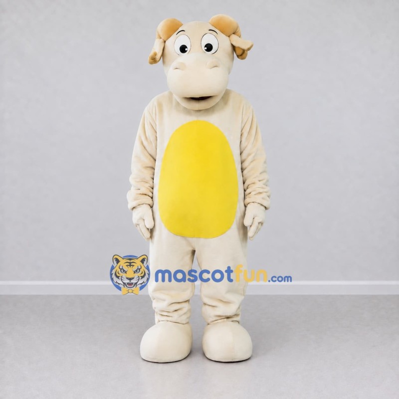 Custom Cream and Yellow Sheep Character Mascot Costume Adult Full Body Suit for School Events