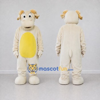 Custom Cream and Yellow Sheep Character Mascot Costume Adult Full Body Suit for School Events