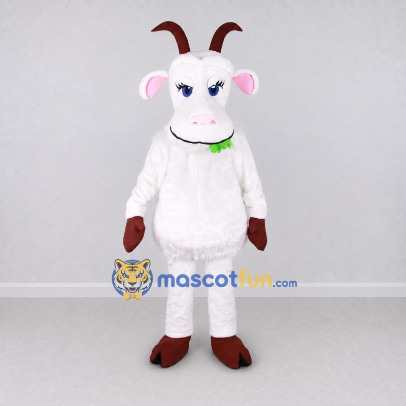 Custom White and Brown Goat Mascot Costume Adult Full Body Suit for Farm Events Custom White and Brown Goat Mascot Costume Adult Full Body Suit for Farm Events