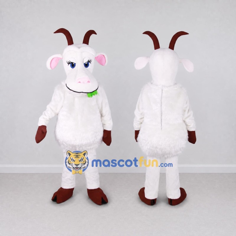 Custom White and Brown Goat Mascot Costume Adult Full Body Suit for Farm Events Custom White and Brown Goat Mascot Costume Adult Full Body Suit for Farm Events