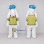 Custom White and Green Sheep Character in a Cap and Shirt Mascot Costume Adult Full Body Suit for School Events