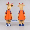 Custom Tan and Orange Goat in a Dress Mascot Costume Adult Full Body Suit for School Events Custom Tan and Orange Goat in a Dress Mascot Costume Adult Full Body Suit for School Events