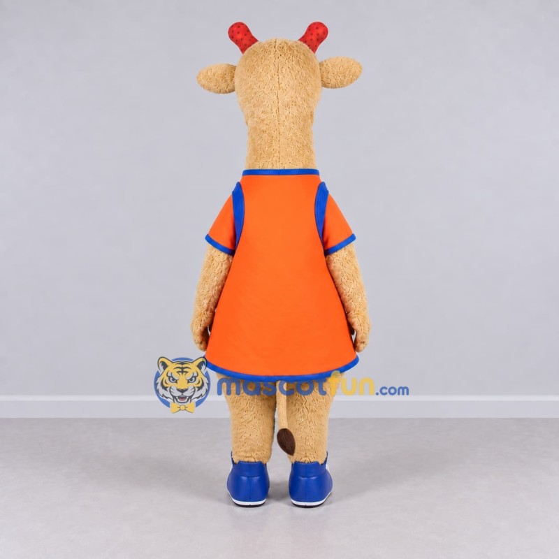 Custom Tan and Orange Goat in a Dress Mascot Costume Adult Full Body Suit for School Events Custom Tan and Orange Goat in a Dress Mascot Costume Adult Full Body Suit for School Events