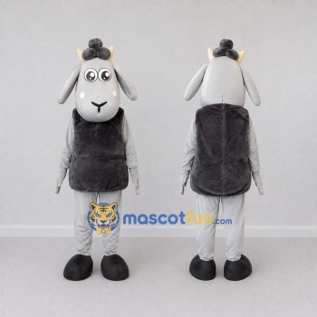 Custom Gray and Black Sheep Mascot Costume Adult Full Body Suit for Farm Events