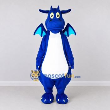 Custom Blue and White Dragon Mascot Costume Adult Full Body Suit for Theme Parties Custom Blue and White Dragon Mascot Costume Adult Full Body Suit for Theme Parties