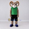 Custom Brown and Green Ram in Sportswear Mascot Costume Adult Full Body Suit for Sports Events Custom Brown and Green Ram in Sportswear Mascot Costume Adult Full Body Suit for Sports Events