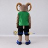 Custom Brown and Green Ram in Sportswear Mascot Costume Adult Full Body Suit for Sports Events Custom Brown and Green Ram in Sportswear Mascot Costume Adult Full Body Suit for Sports Events