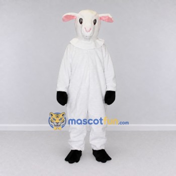 Custom White and Pink Sheep Mascot Costume Adult Full Body Suit for Farm Events Custom White and Pink Sheep Mascot Costume Adult Full Body Suit for Farm Events