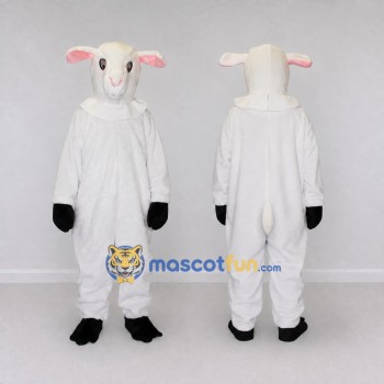 Custom White and Pink Sheep Mascot Costume Adult Full Body Suit for Farm Events