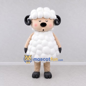 Custom White and Black Sheep Character Mascot Costume Adult Full Body Suit for School Events