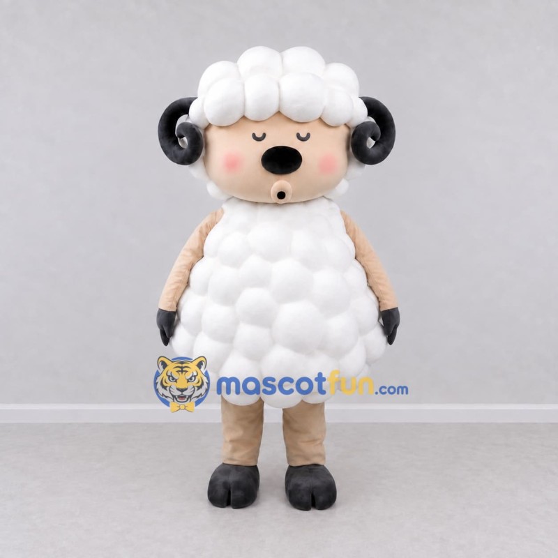 Custom White and Black Sheep Character Mascot Costume Adult Full Body Suit for School Events Custom White and Black Sheep Character Mascot Costume Adult Full Body Suit for School Events
