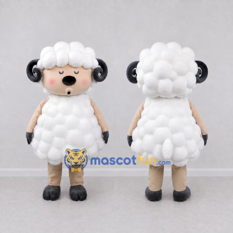 Custom White and Black Sheep Character Mascot Costume Adult Full Body Suit for School Events Custom White and Black Sheep Character Mascot Costume Adult Full Body Suit for School Events