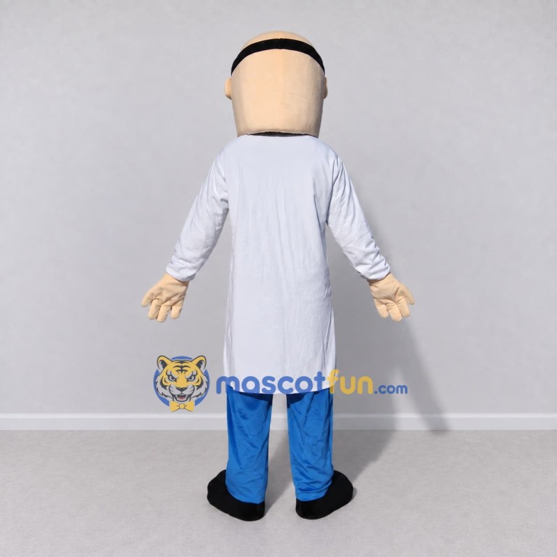 Custom White and Blue Bearded Scientist Mascot Costume Adult Full Body Suit for School Events Custom White and Blue Bearded Scientist Mascot Costume Adult Full Body Suit for School Events