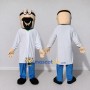 Custom White and Blue Bearded Scientist Mascot Costume Adult Full Body Suit for School Events