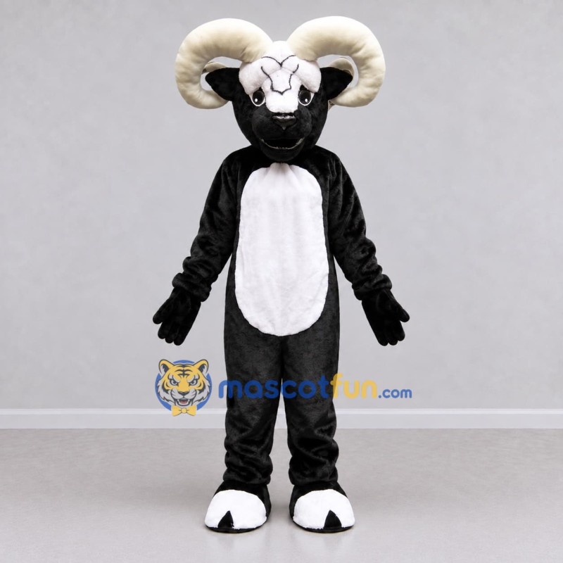 Custom Black and White Ram Mascot Costume Adult Full Body Suit for Farm Events Custom Black and White Ram Mascot Costume Adult Full Body Suit for Farm Events