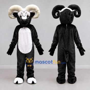 Custom Black and White Ram Mascot Costume Adult Full Body Suit for Farm Events