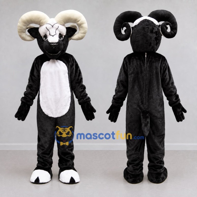 Custom Black and White Ram Mascot Costume Adult Full Body Suit for Farm Events Custom Black and White Ram Mascot Costume Adult Full Body Suit for Farm Events