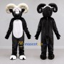 Custom Black and White Ram Mascot Costume Adult Full Body Suit for Farm Events