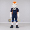 Custom White and Navy Blue Horse in Sportswear Mascot Costume Adult Full Body Suit for Sports Events Custom White and Navy Blue Horse in Sportswear Mascot Costume Adult Full Body Suit for Sports Events
