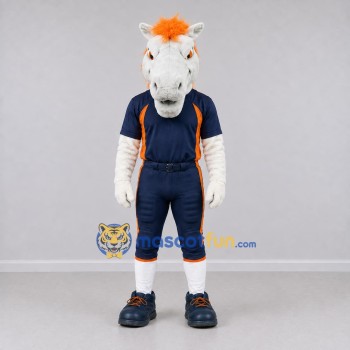 Custom White and Navy Blue Horse in Sportswear Mascot Costume Adult Full Body Suit for Sports Events Custom White and Navy Blue Horse in Sportswear Mascot Costume Adult Full Body Suit for Sports Events