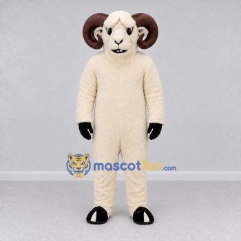 Custom Cream and Brown Ram Mascot Costume Adult Full Body Suit for Farm Events Custom Cream and Brown Ram Mascot Costume Adult Full Body Suit for Farm Events